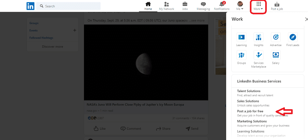 Post a job on linkedin