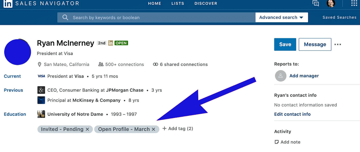 Use of open profile during contact