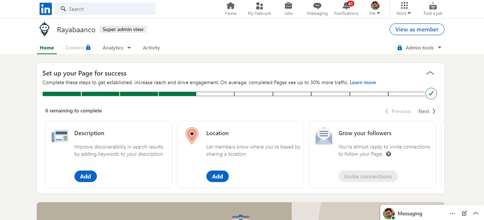 Complete your LinkedIn page
