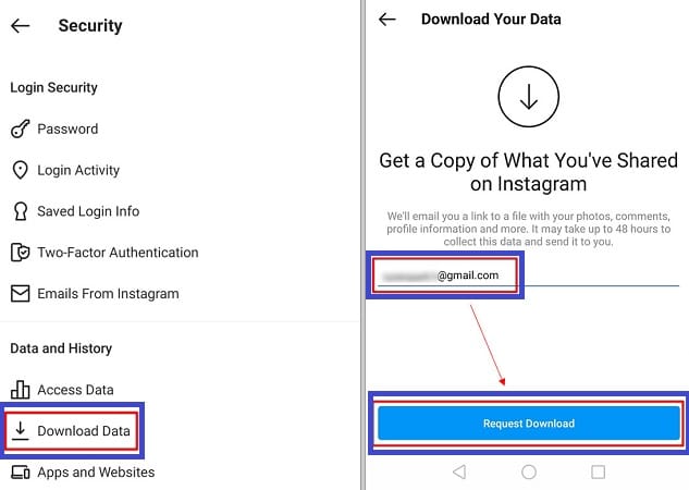 Download data before deleting your Instagram account
