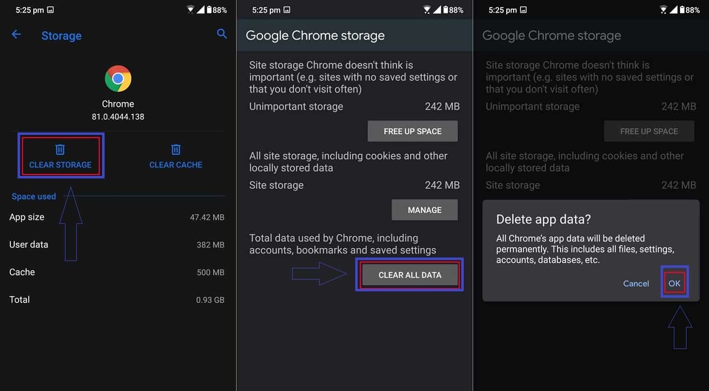 Google Chrome Storage