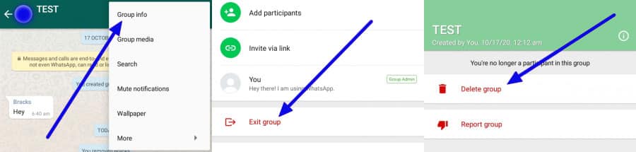 How to exit and delete groups on WhatsApp