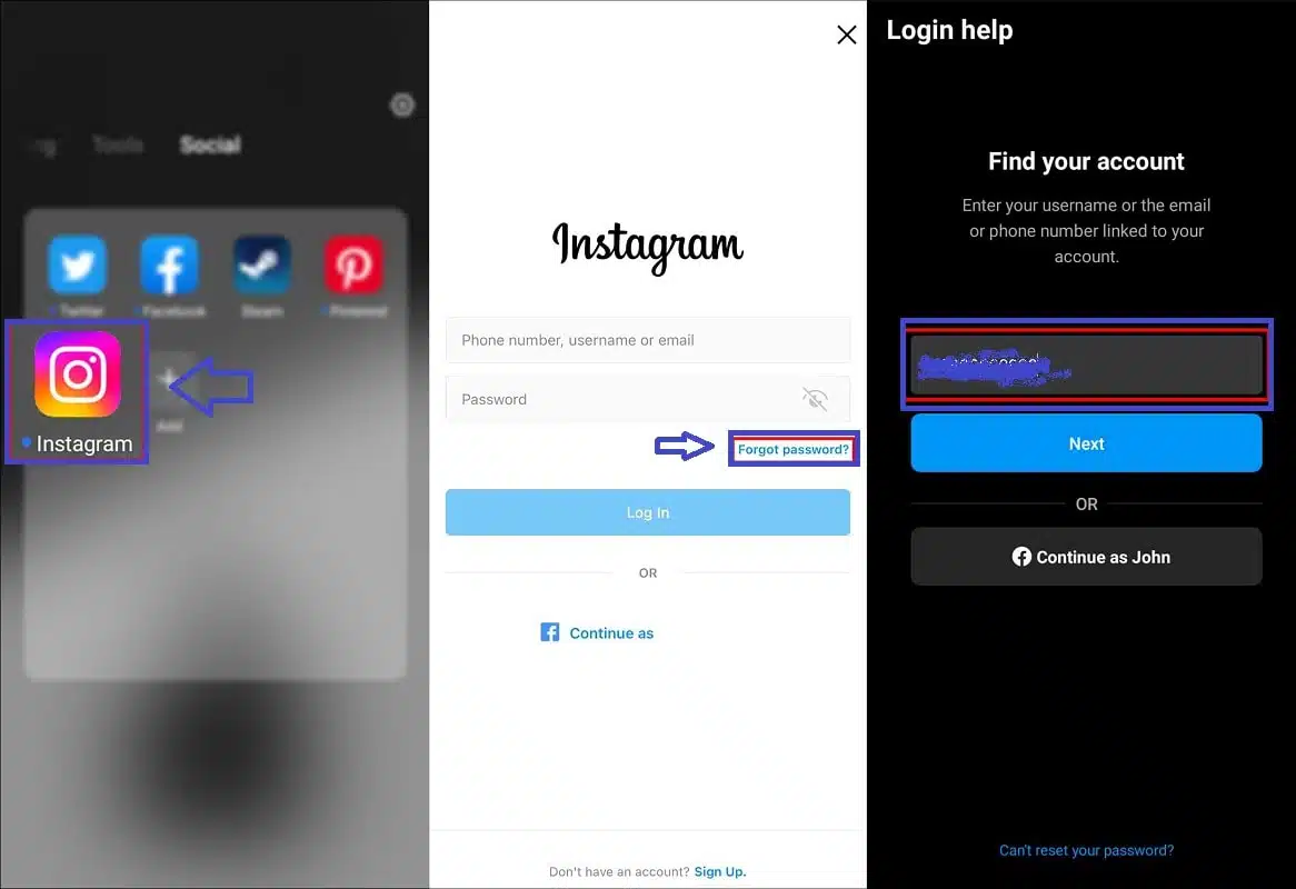 How to reset Instagram password with mobile number