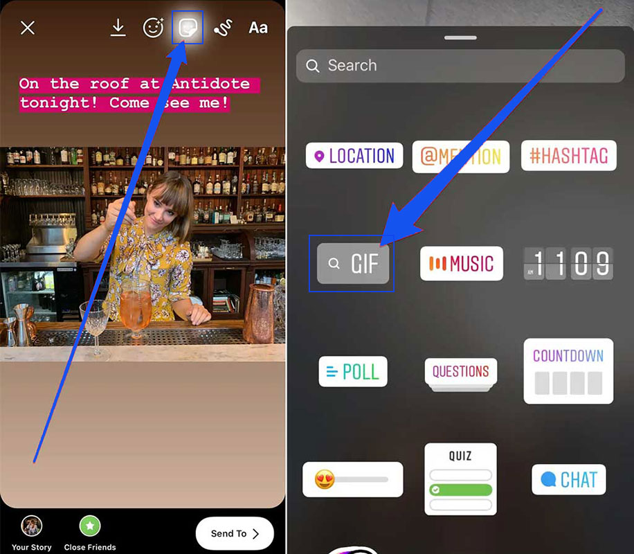 How to add gif to Instagram stories