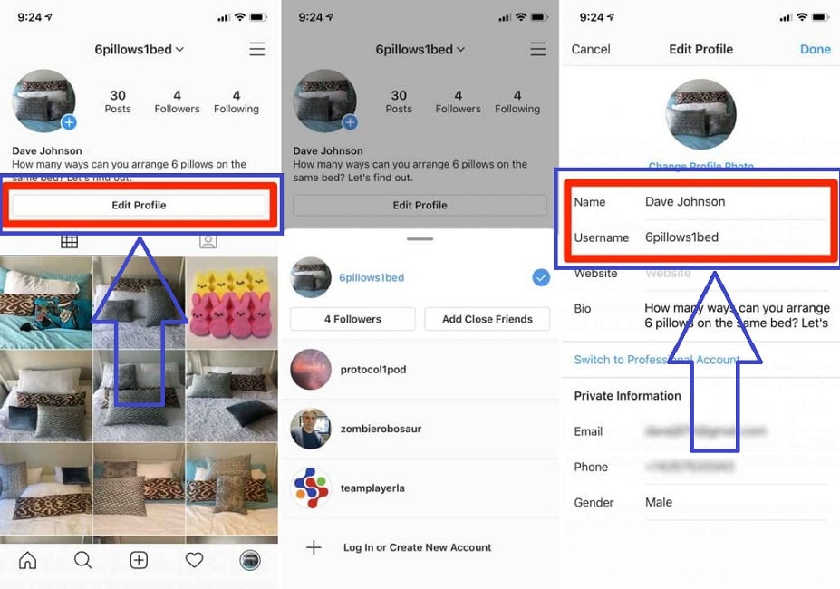 How to change Instagram username in the application