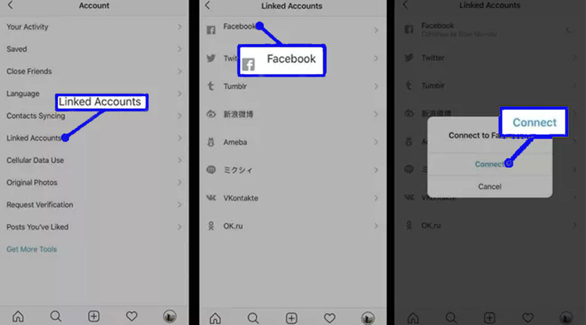 How to link Facebook to Instagram on phone