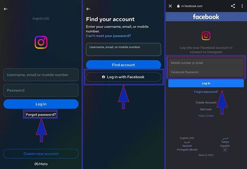 How to recover Instagram account with a Facebook account