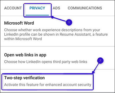 LinkedIn two-factor authentication