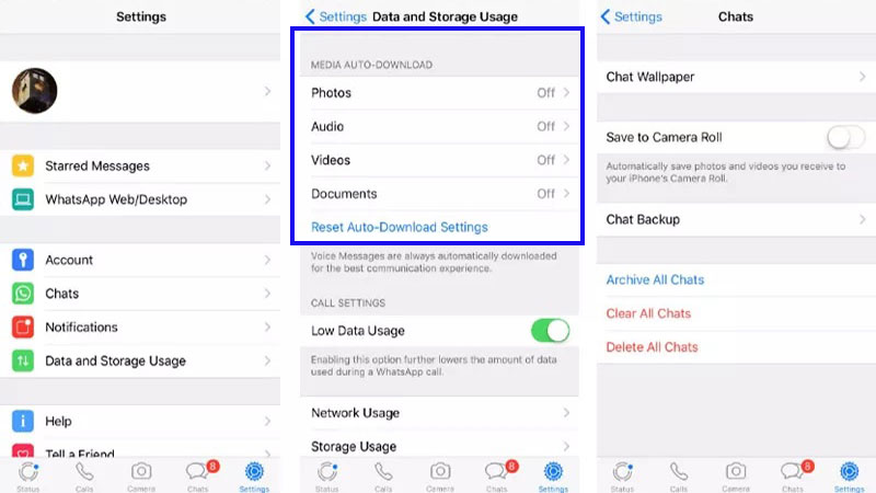 Prevent automatic download of WhatsApp photos and videos on iPhone
