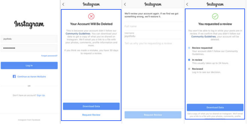 Recover Instagram account without email and password