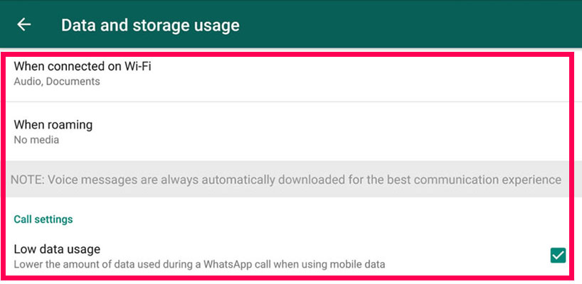 Reducing the internet consumption of WhatsApp calls