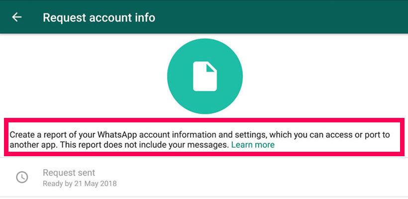 Request account information in the new WhatsApp