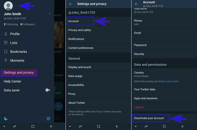 How to Delete Twitter account on Android