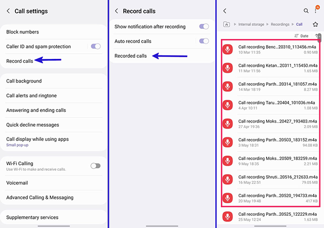 How to access recorded calls on Samsung phones