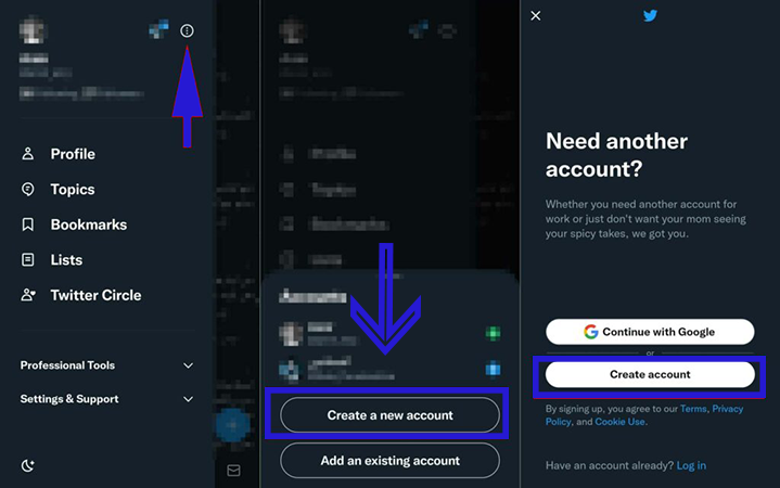 How to create multiple Twitter accounts in the mobile application