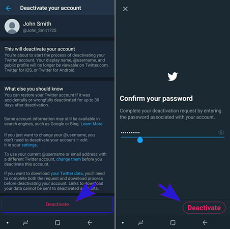 How to delete Twitter account permanently on Android