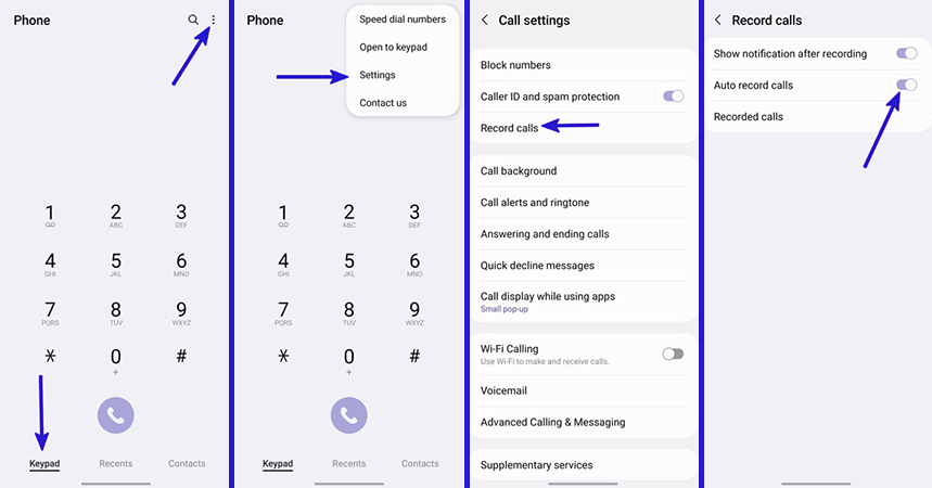 How to enable automatic call recording on Samsung phones