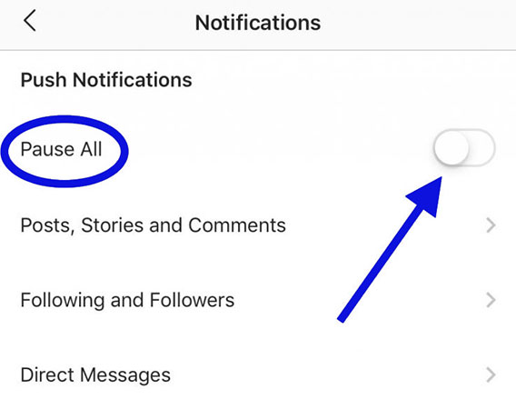 turn off instagram notifications iphone