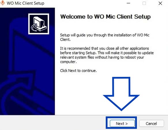 Download and install the WO Mic software on the computer