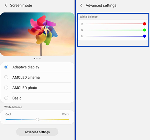 How to adjust color on Samsung devices