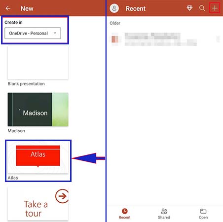 How to make a new PowerPoint project with a phone