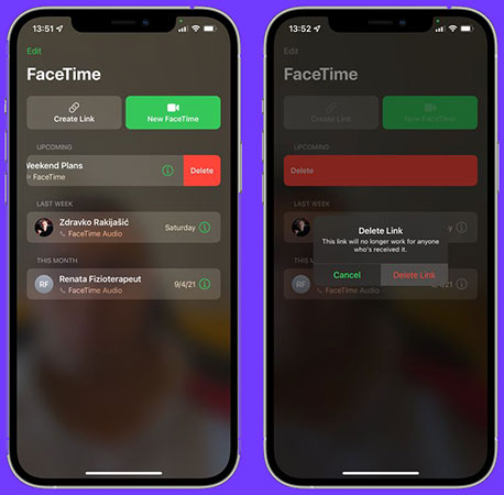 How to remove the FaceTime link