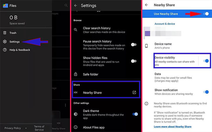 how to use nearby sharing in windows 10 with android