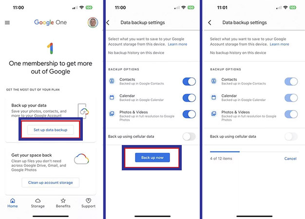How to make a cloud backup with Google One