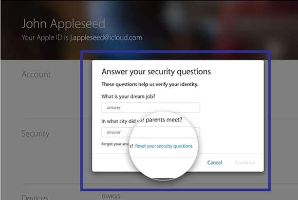 How to recover apple id password with security question