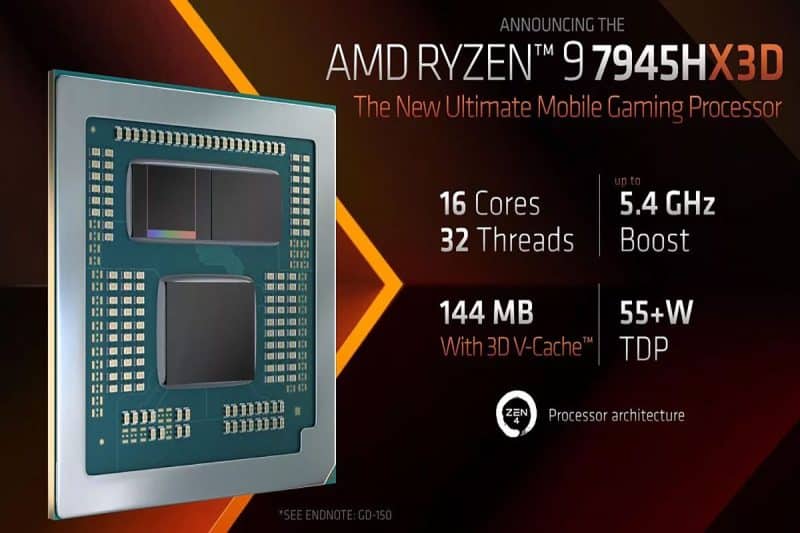 AMD laptop processor specs with 3D V-Cache