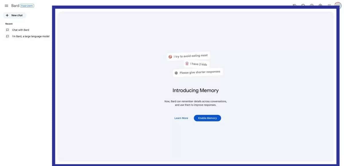 The addition of the Memory feature to Google Bard